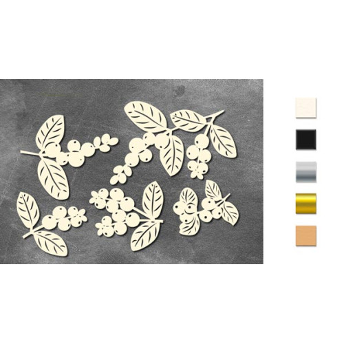 Набор чипбордов Winter botanical diary 10х15 см №756 Серебряный