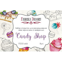 Набор открыток для раскрашивания чернилами и акварелью Candy shop 8 шт 10х15 см
