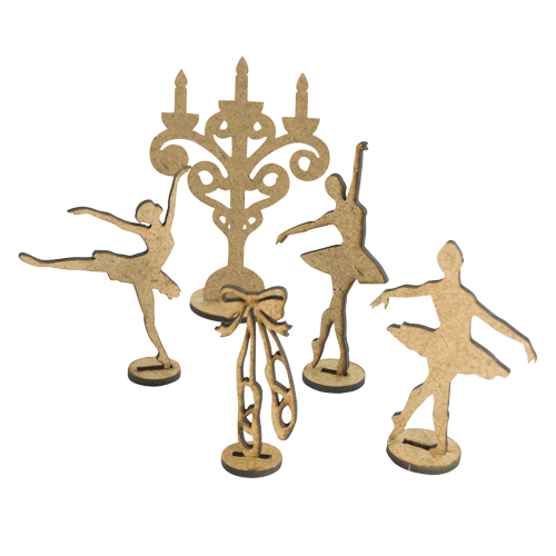 Набір фігурок 3D для оздоблення лялькових будиночків і шедоубоксів Підсвічник, Пуанти, 3 балерини, №65