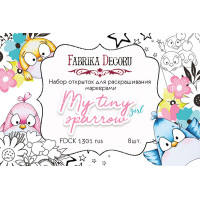 Набір листівок для розфарбовування маркерами My tiny sparrow girl RU (рус) 8 шт 10х15 см
