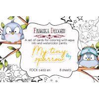 Набір листівок для розфарбовування аква чорнилами My tiny sparrow boy EN (англ) 8 шт 10х15 см