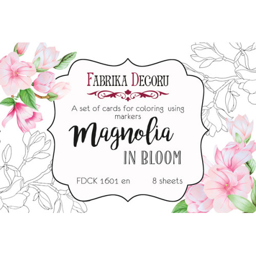 Набор открыток для раскрашивания маркерами Magnolia in bloom EN (англ) 8 шт 10х15 см