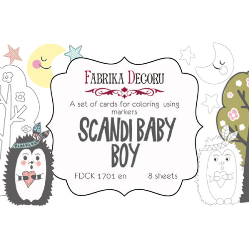 Набор открыток для раскрашивания маркерами Scandi Baby Boy EN (англ) 8 шт 10х15 см