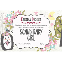 Набор открыток для раскрашивания аква чернилами Scandi Baby Girl RU (рус) 8 шт 10х15 см