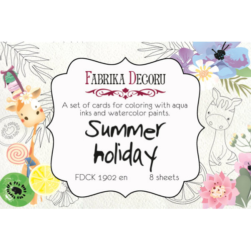 Набор открыток для раскрашивания аква чернилами Summer holiday EN (англ) 8 шт 10х15 см