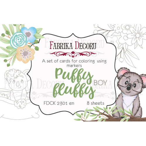 Набор открыток для раскрашивания маркерами Puffy Fluffy Boy EN (англ) 8 шт 10х15 см
