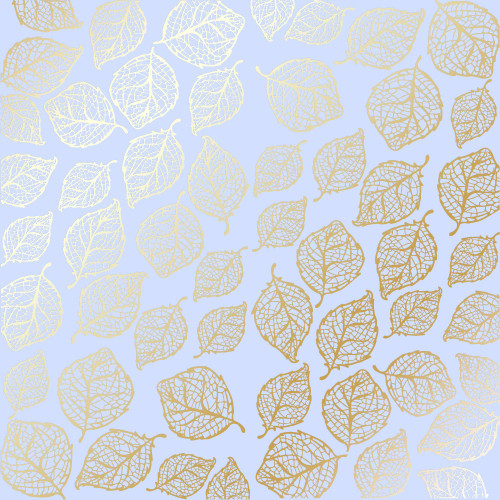 Лист односторонней бумаги с фольгированием Golden Delicate Leaves Purple, 30,5 см х 30,5 см
