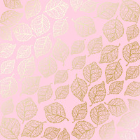 Аркуш одностороннього паперу з фольгуванням Golden Delicate Leaves Pink, 30,5 см х 30,5 см