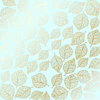 Аркуш одностороннього паперу з фольгуванням Golden Delicate Leaves Mint, 30,5 х 30,5 см