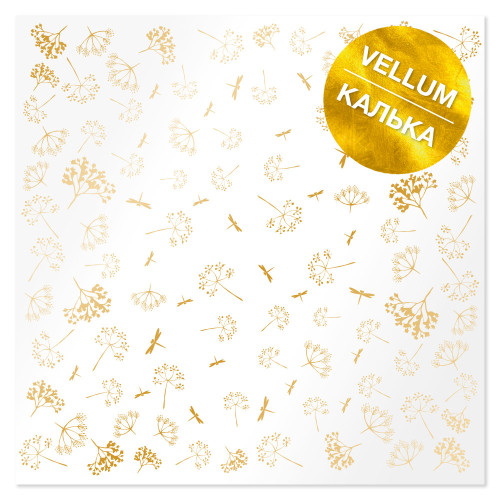Лист кальки (веллум) с золотым узором Golden Dill 30,5х30,5 см (Укроп)