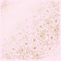 Аркуш одностороннього паперу з фольгуванням Golden Pion Light pink, 30,5 х 30,5 см