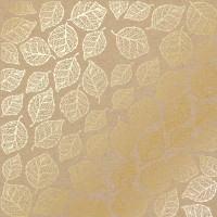 Лист односторонней бумаги с фольгированием Golden Delicate Leaves Kraft, 30,5 см х 30,5 см