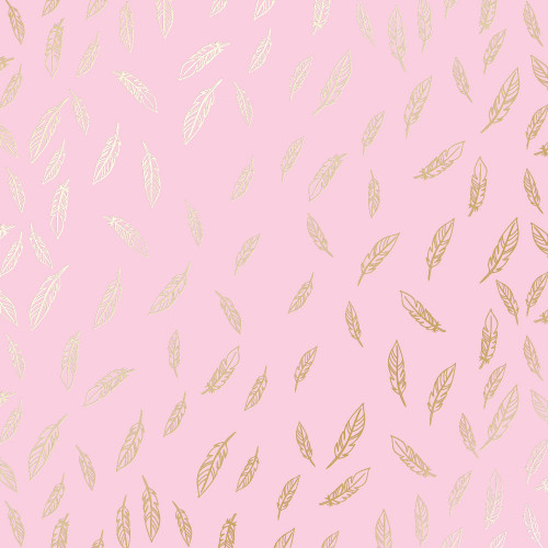 Аркуш одностороннього паперу з фольгуванням Golden Feather Pink, 30,5 см х 30,5 см