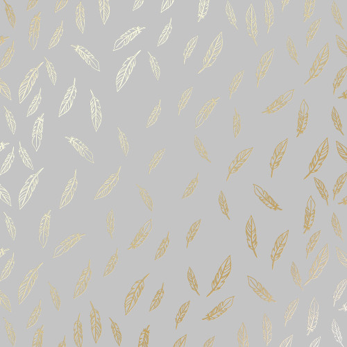 Аркуш одностороннього паперу з фольгуванням Golden Feather Gray, 30,5 х 30,5 см