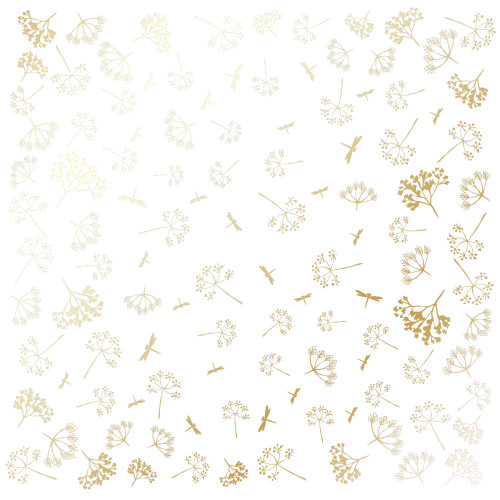 Лист односторонней бумаги с фольгированием Golden Dill White, 30,5 см х 30,5 см