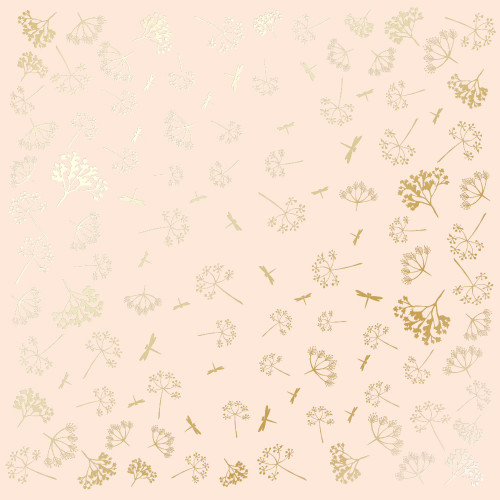 Лист односторонней бумаги с фольгированием Golden Dill Beige, 30,5 см х 30,5 см