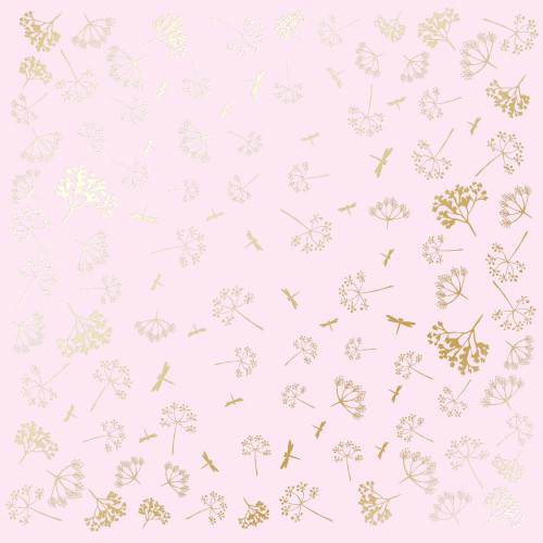 Лист односторонней бумаги с фольгированием Golden Dill Light pink, 30,5 см х 30,5 см