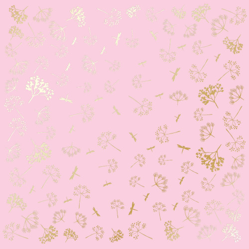 Лист односторонней бумаги с фольгированием Golden Dill Pink, 30,5 см х 30,5 см