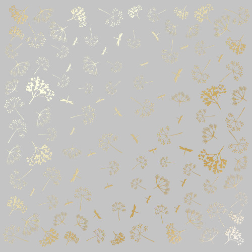 Лист односторонней бумаги с фольгированием Golden Dill Gray, 30,5 см х 30,5 см