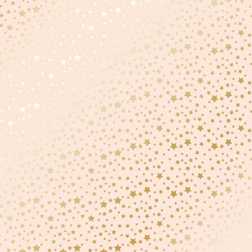 Лист односторонней бумаги с фольгированием Golden stars Beige, 30,5 см х 30,5 см