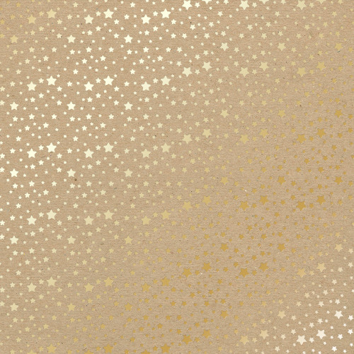 Лист односторонней бумаги с фольгированием Golden stars Kraft, 30,5 см х 30,5 см
