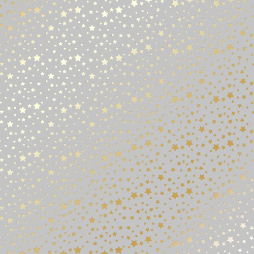 Лист односторонней бумаги с фольгированием Golden stars Gray, 30,5 см х 30,5 см
