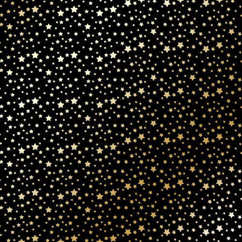 Лист односторонней бумаги с фольгированием Golden stars Black, 30,5 см х 30,5 см