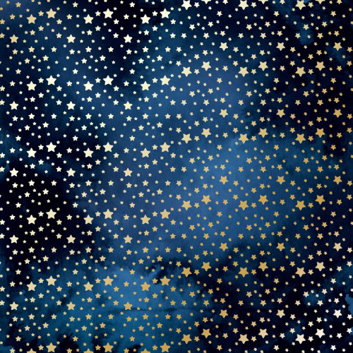 Аркуш одностороннього паперу з фольгуванням Golden stars Night garden, 30,5 см х 30,5 см