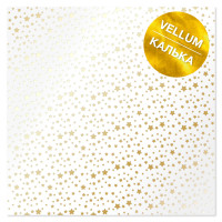 Лист кальки (веллум) с золотым узором Golden Stars 30,5х30,5 см (Звезды)