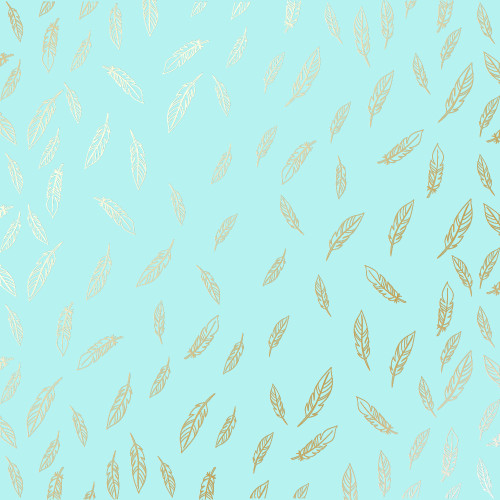 Аркуш одностороннього паперу з фольгуванням Golden Feather Turquoise, 30,5 см х 30,5 см