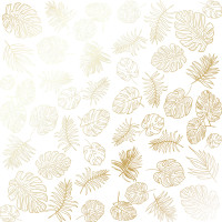 Лист односторонней бумаги с фольгированием Golden Tropical Leaves White, 30,5 см х 30,5 см