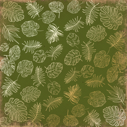 Лист односторонней бумаги с фольгированием Golden Tropical Leaves Botany summer 1, 30,5 см х 30,5 см