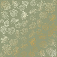 Лист одностороннього паперу з фольгуванням Golden Tropical Leaves Olive, 30,5 х 30,5 см