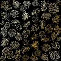 Лист одностороннього паперу з фольгуванням Golden Tropical Leaves Black, 30,5 х 30,5 см