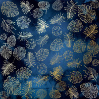 Лист одностороннього паперу з фольгуванням Golden Tropical Leaves Night garden, 30,5 х 30,5 см