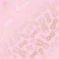 Лист односторонней бумаги с фольгированием Golden Pineapple Pink, 30,5 см х 30,5 см
