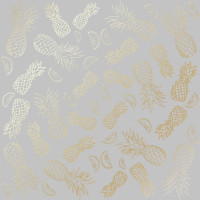 Аркуш одностороннього паперу з фольгуванням Golden Pineapple Gray, 30,5 х 30,5 см