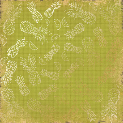 Лист односторонней бумаги с фольгированием Golden Pineapple Botany summer, 30,5 см х 30,5 см
