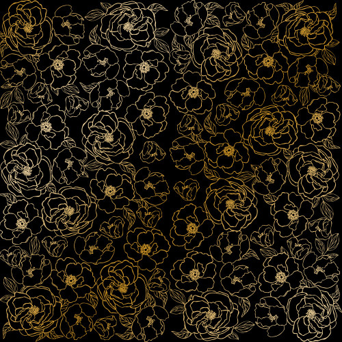 Лист односторонней бумаги с фольгированием Golden Pion Black, 30,5 см х 30,5 см