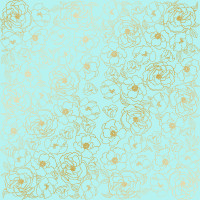 Лист односторонней бумаги с фольгированием Golden Pion Turquoise, 30,5 см х 30,5 см