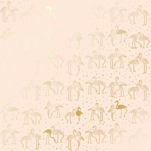 Лист односторонней бумаги с фольгированием Golden Flamingo Beige, 30,5 см х 30,5 см