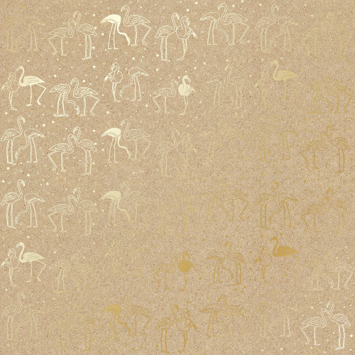 Аркуш одностороннього паперу з фольгуванням Golden Flamingo Kraft, 30,5 см х 30,5 см