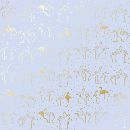 Аркуш одностороннього паперу з фольгуванням Golden Flamingo Purple, 30,5 х 30,5 см