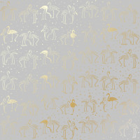 Лист односторонней бумаги с фольгированием Golden Flamingo Gray, 30,5 см х 30,5 см