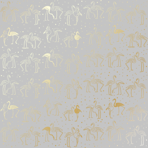 Аркуш одностороннього паперу з фольгуванням Golden Flamingo Gray, 30,5 см х 30,5 см