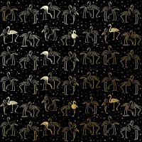 Аркуш одностороннього паперу з фольгуванням Golden Flamingo Black, 30,5 см х 30,5 см