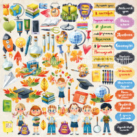 Лист з картинками для вирізання Back to School RU (рус) 30,5х30,5 см