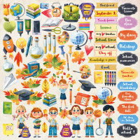 Лист с картинками для вырезания Back to School EN (англ) 30,5х30,5 см