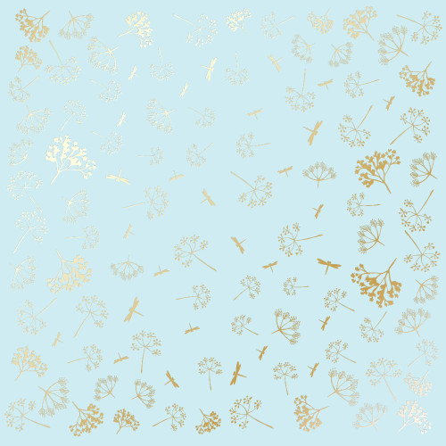 Лист односторонней бумаги с фольгированием Golden Dill Blue, 30,5 см х 30,5 см