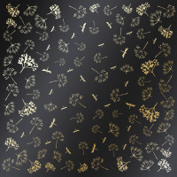 Лист односторонней бумаги с фольгированием Golden Dill Black, 30,5 см х 30,5 см